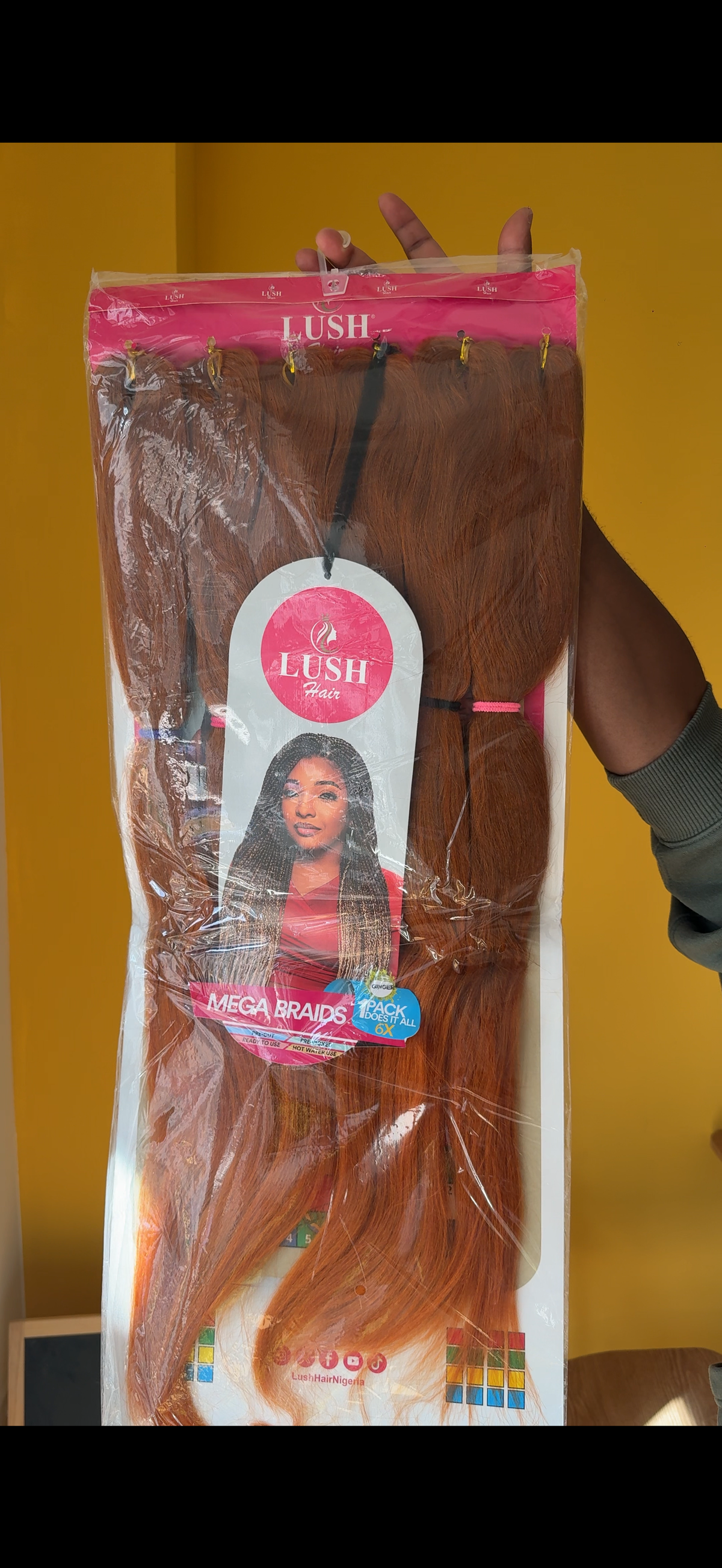 Lush hair mega braids 6X (color Ginger)